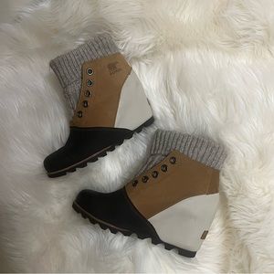 Hidden Wedge Sweater Suede Booties